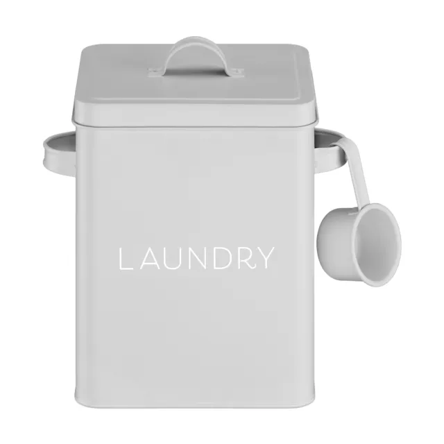 Caja para detergente en polvo jabón y cápsulas de lavadora con tapa asas medidor