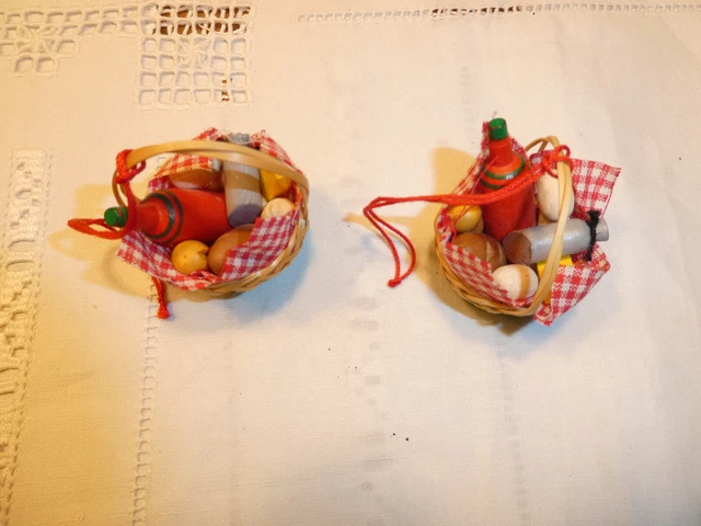 2 Steinbach Anhänger Picknick Korb Baummschmuck / Picknick basket pendant