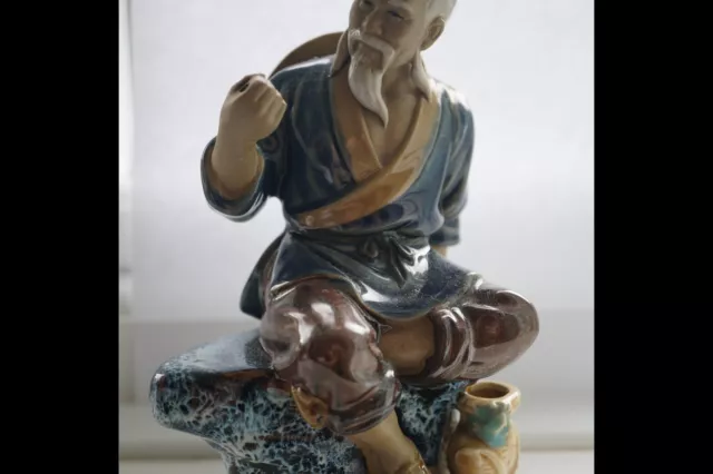 Shiwan Chinese Vintage Mudman Fisherman Figurine in Perfect condition minus rod