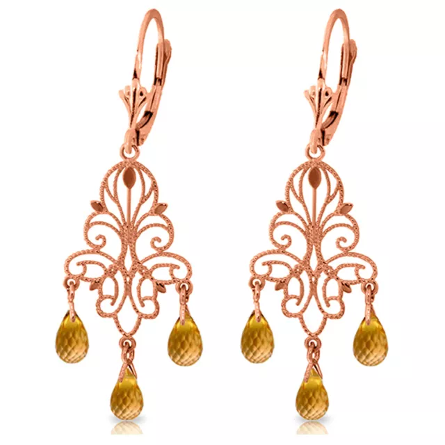 14K. GOLD CHANDELIER EARRING WITH NATURAL CITRINES (Rose Gold)