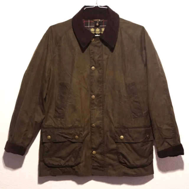 Barbour Ashby Waxed Cotton Jacket Men's Large Olive Green