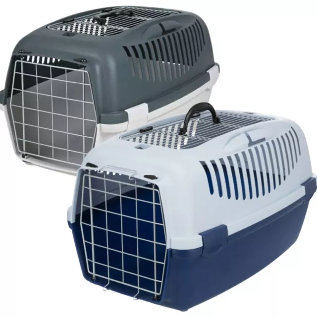 Trixie Transportbox Capri III Open Top-Grau und Blau für Katzen, Hunde bis 12 kg