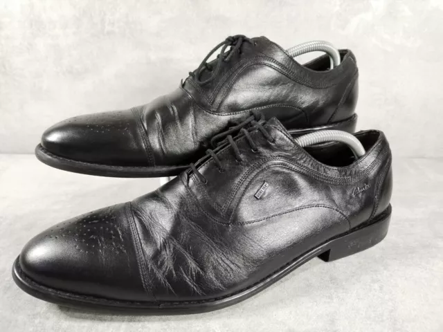 Scarpe Brogues formali Clarks da uomo Gore-Tex in pelle nera taglia UK 10 spedizione gratuita