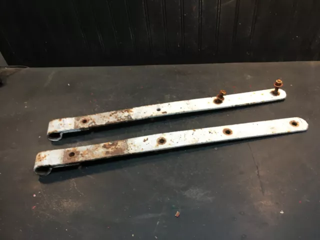 Antique Hand Forged Iron Barn Door Strap Hinges Pair  25” Long x 1.5 in
