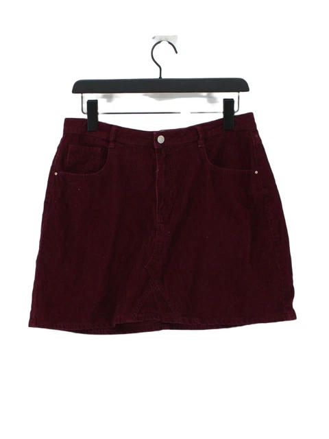 Denim Co Women's Mini Skirt UK 14 Red Striped 100% Cotton Short Mini