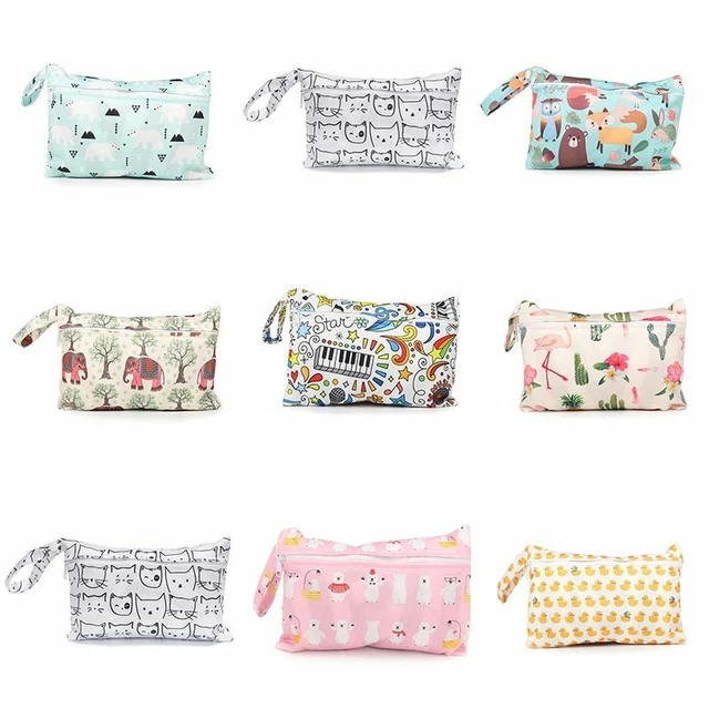 Diaper Toiletry Bags Zippered Baby Diapers Waterproof Organizer Reusable Wet Dry
