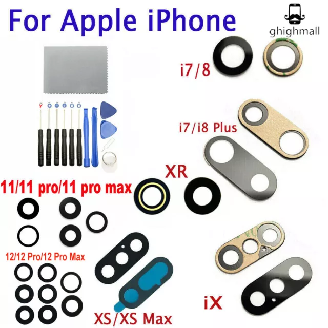 Back Rear Camera Lens Glass Cover for iPhone 7 8 X XR XS MAX 11 12 13 14 Tools