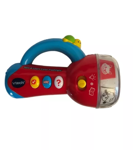 V Tech Spin & Learn Color Flashlight Toddler Toy Sensory Lights Sounds Music Red
