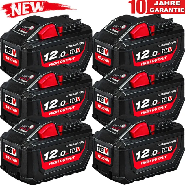 6X Für Original Milwaukee M18 Akku 18V 12,0AH XC Li-Ion 48-11-1860 48-11-1852