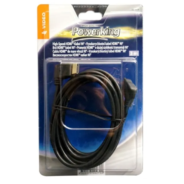 Hama HQ 3m HDMI-Kabel 90° Grad Stecker Winkel gewinkelt 3D 1080p HD TV LED LCD