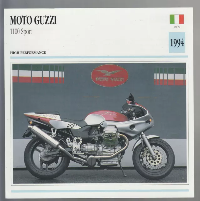 1994 Moto Guzzi 1100 Sport (1064cc) Italy Motorcycle Photo Spec Sheet Info Card