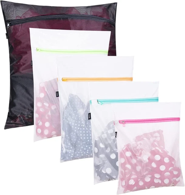Set of 5 Mesh Laundry Bags-1 Extra Large, 2 Large & Medium for Blouse,