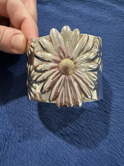 Vintage Tiffany And Company Sterling Silver 925 Daisy Flower Cuff Bracelet, 5.5”