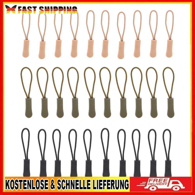 10pcs Zipper Puller Anti Slip End Rope Cord Replacement for Sewing Clothes Bag