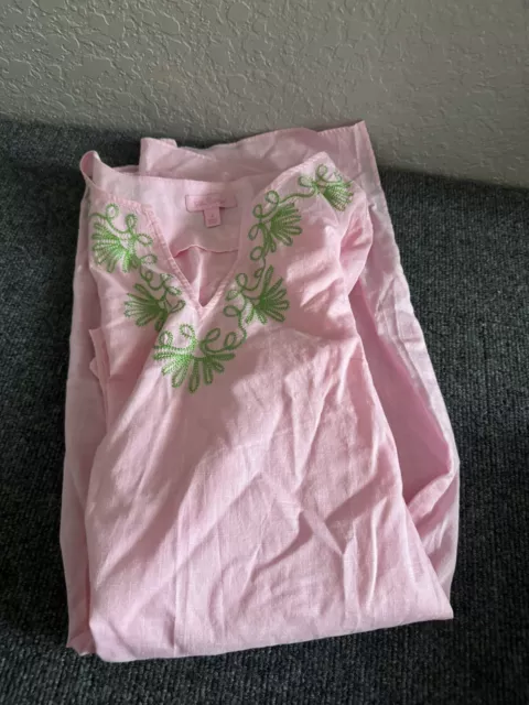 Lily Pulitzer Womens Cover Up Dress Sz S Cotton Pink With Green Accents