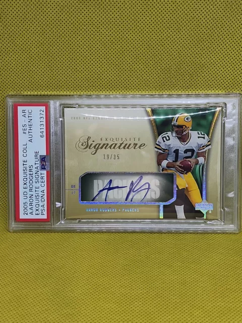 2005 Upper Deck Exquisite⚡Aaron Rodgers Rookie Auto⚡19/35⚡RC⚡PSA Authentic