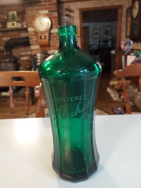 ETCHED ANTIQUE VTG GREEN SELTZER Bottle Blakeslee SLOVAKIA