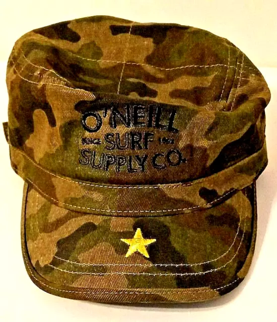 O'Neill Surf Supply camo army cap hat adjustable Jungle Camouflage gold star vgc