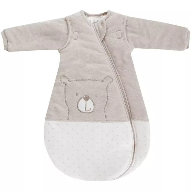 Jacky Hello World Baby Schlafsack wattiert Badu Bär Gr. 50 beige melange B-WARE