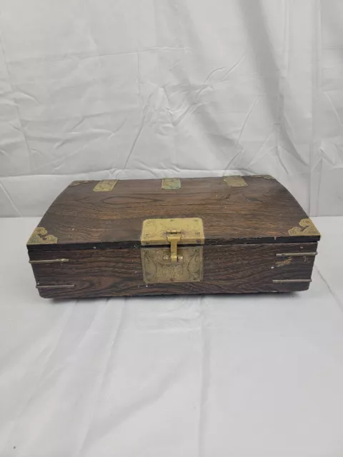 Antique Korean Joseon Dynasty Wooden Documents/Keepsafe Box Brass Hardware