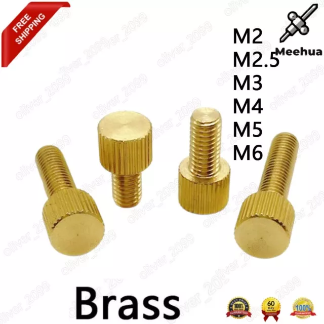 Brass Thumb Screws Knurled Flat Head M2 M2.5 M3 M4 M5 M6