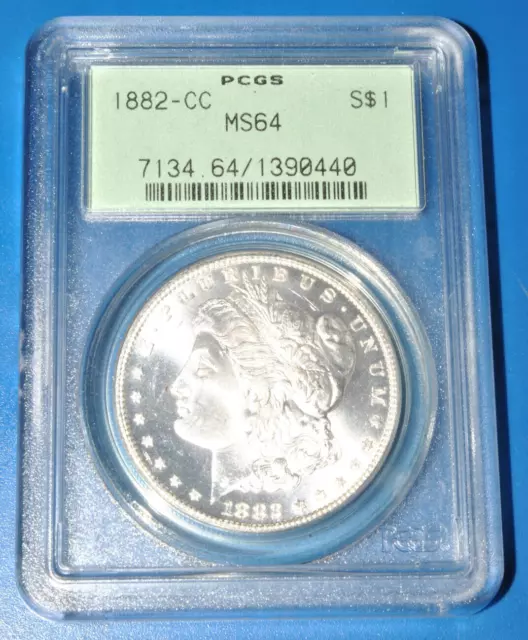 Blast White Semi-Key Date 1882-CC Morgan Silver Dollar MS64 PCGS OGH Holder