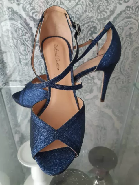 EXCELLENT CONDITION GORGEOUS Roland Cartier glitter navy blue heels size 4 40.00 PicClick UK