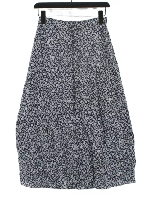 & Other Stories Women's Midi Skirt UK 8 Blue Cotton with Viscose A-Line