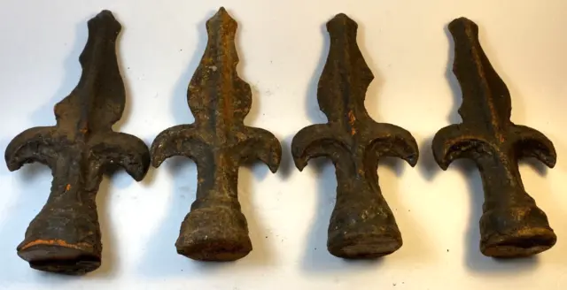 Lot of 4 Antique Victorian 19th Century Cast Iron Gate Fence Post Finials 8''