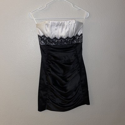Jessica McClintock For Gunne Sax Dress Womens 3 Black Strapless Mini Dress Prom
