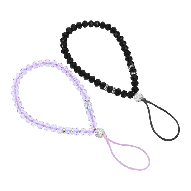 2 Pezzi Catena Portachiavi Per Cellulare Con Perle E Fiore - Decorazione Fashion Per Telefono E Borse