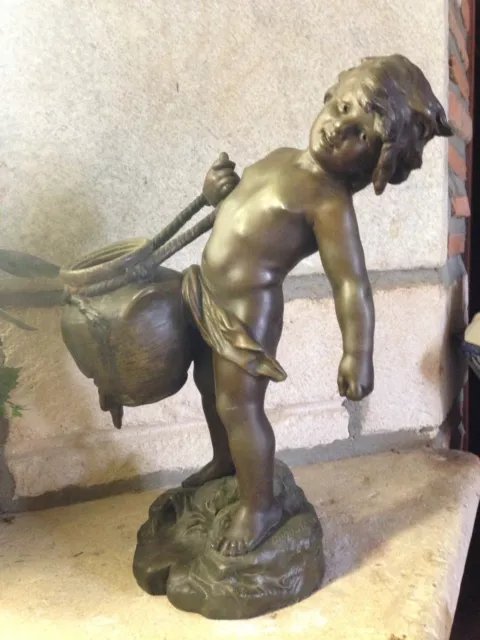 XIXe AUGUSTE MOREAU REGULE STATUE SCULPTURE ENFANT French Antique 19th Child