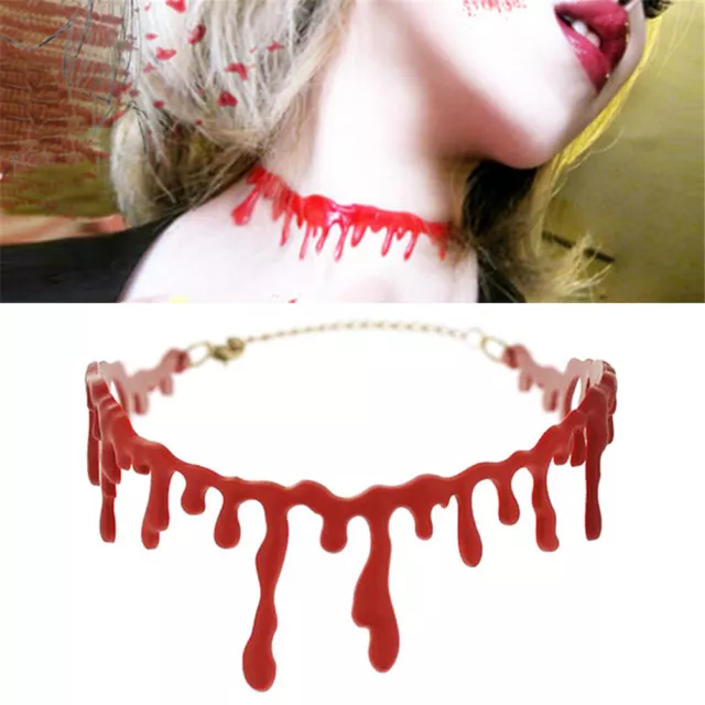 Halloween horreur sang goutte collier fantaisie Fun blaguer rouge nouvea#7H