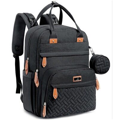 BabbleRoo Multifunction/Waterproof Diaper Bag Backpack (BLACK)