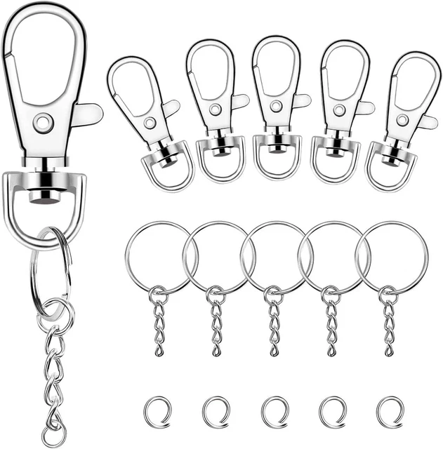 100 Pcs Swivel Snap Hook and Key Rings with Chain and Jump Rings for Keychain La