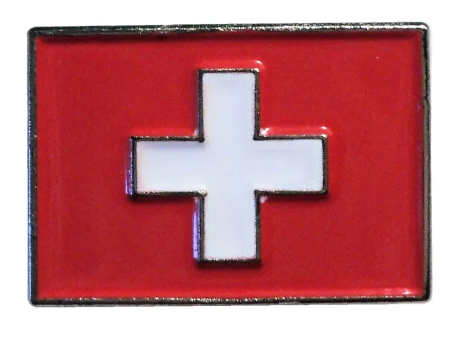 Swiss Switzerland National Flag (Suisse) Metal Enamel Lapel Pin Badge 20mm NEW