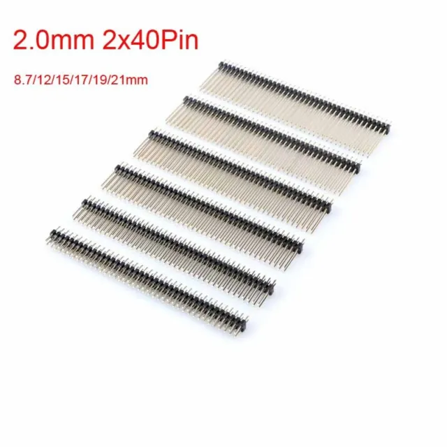Male Pin Header Connector 40P Length 8.7 to 21mm 2.0mm Pitch Double Row Straight