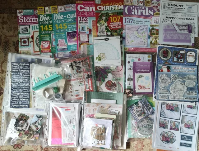 Huge Christmas Craft Bundle Job Lot Clear Out Card Making Scrapbook Paper Dies