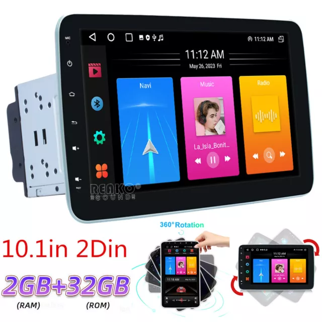 10.1 inch Car Stereo Android 12 WiFi GPS Carplay FM Radio Rotatable Head Unit BT