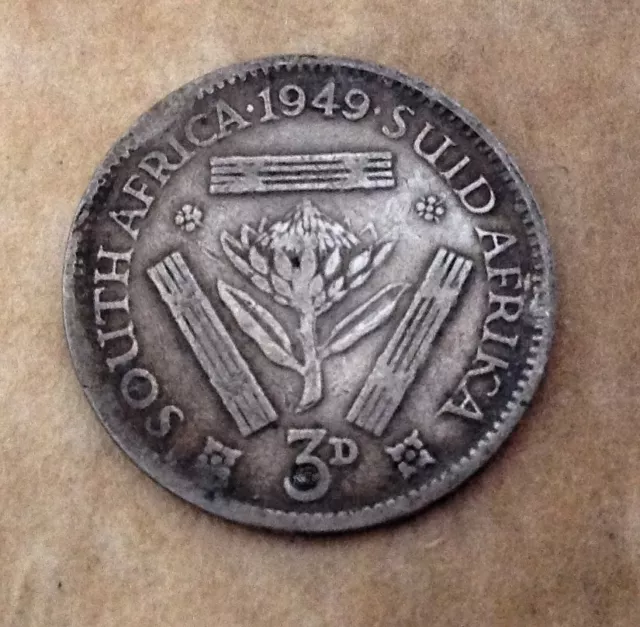 1949 argento sudafricano 3 pence