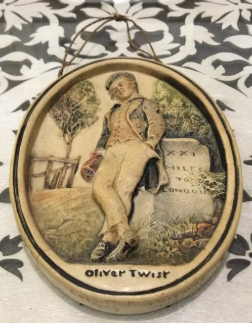 Ivorex Oliver Twist Hanging Wall Plaque Vintage Arthur Osborne Charles Dickens