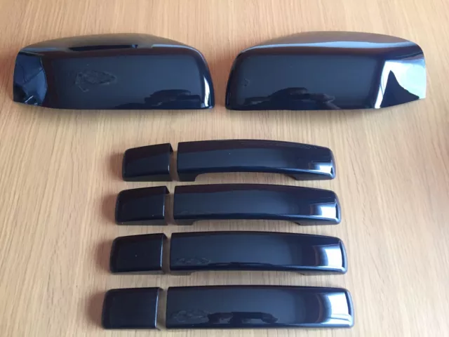 Gloss Black Door Handle Wing Mirror Covers Fits Freelander 2 Discovery 3 Sport