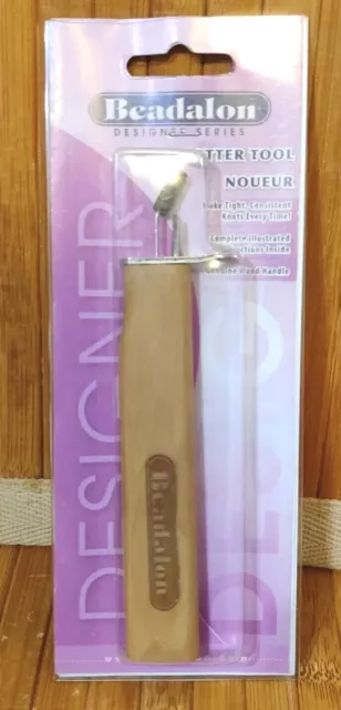 Herramienta de cuentas de nudo Beadalon nuevo de lote antiguo mango de madera 6" proyecto artesanal hágalo usted mismo