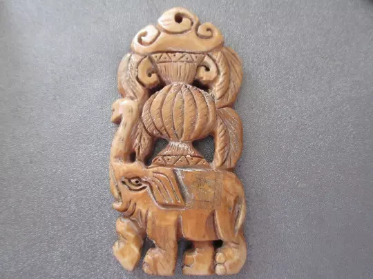 Camel Bone Carved Elephant Pendant 1pc