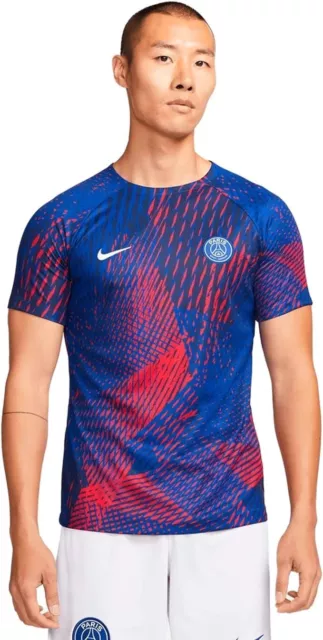 Nike Herren T-Shirt PARIS SAINT GERMAIN PSG M Nk Df Top Ss Pm Cl , Blau/Rot , L