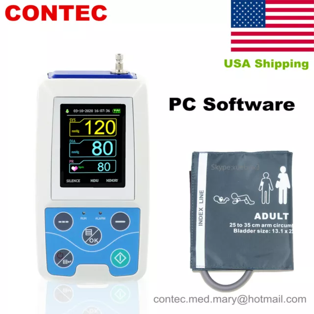 ABPM50 Ambulatory Blood Pressure Monitor NIBP Holter USB Software 24 Hour Record