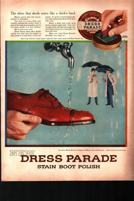 1954 ORIGINAL VINTAGE SHINOLA DRESS PARADE SHOE BOOT POLISH MAGAZINE AD b3