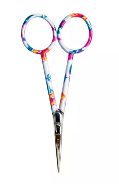 Singer 4” Forged Embroidery Scissors, Curved Tip, Pastel Pattern