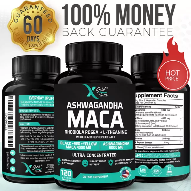 Ashwagandha & Maca Male Performance Enhancement Supplement 60/120 Caps