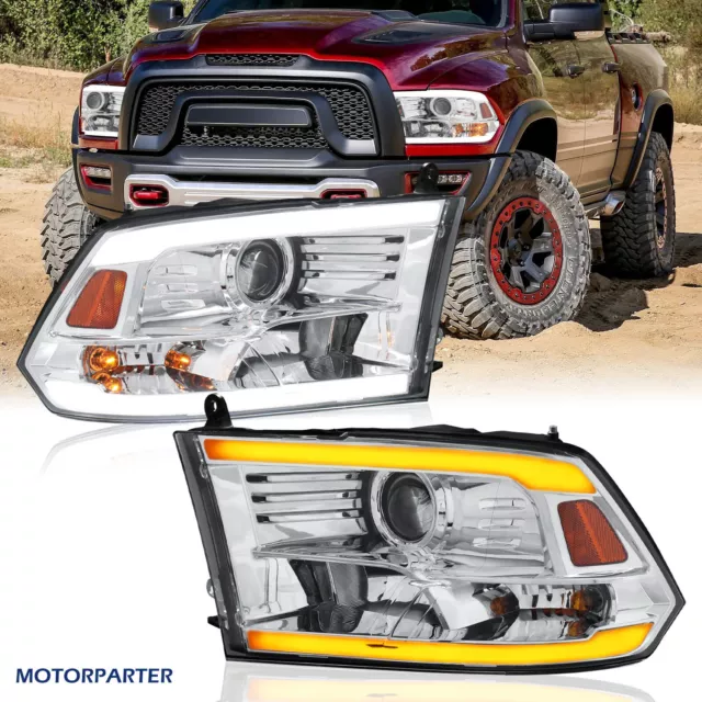 LED DRL HEADLIGHTS w/ Sequential Turn Signal For 20092018 Dodge Ram